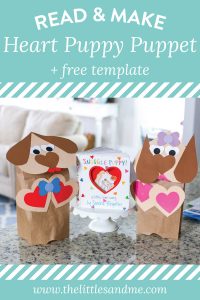 Heart Puppy Puppet Craft with a FREE Printable template from The Littles & Me