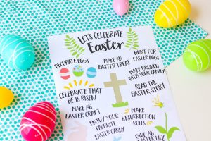 Let's Celebrate Easter FREE Printable Activity List on The Littles & Me