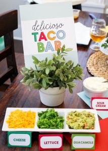 Let's Taco Bout it Family Night on The Littles & Me with FREE printable Taco Bar labels and conversation cards activity