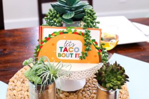 Let's Taco Bout it Family Night on The Littles & Me with FREE printable Taco Bar labels and conversation cards activity