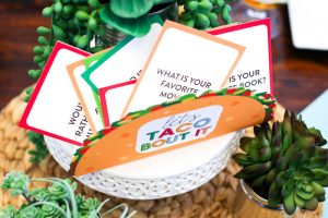 Let's Taco Bout it Family Night on The Littles & Me with FREE printable Taco Bar labels and conversation cards activity