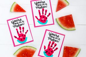 You're One in a Melon DIY Watermelon Card Tutorial with FREE printable by The Littles & Me