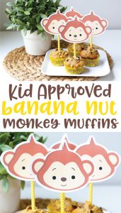 Kid Approved Banana Nut Monkey Muffins Recipe with FREE Printable Monkey Toppers!