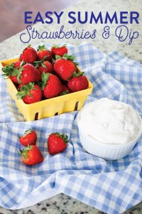 This easy Summer Strawberry Dip is perfect to make for a simple snack at the pool or even as a party treat. Change the flavor of the dip with the yogurt of your choice!