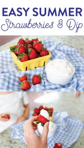 This easy Summer Strawberry Dip is perfect to make for a simple snack at the pool or even as a party treat. Change the flavor of the dip with the yogurt of your choice!