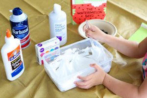 Learn how to make this super easy 3 ingredient Watermelon Slime. It's the perfect sensory activity to pair with the darling book The Watermelon Seed!