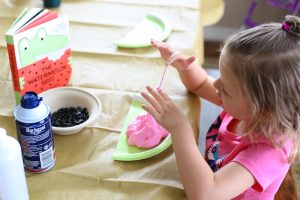 Learn how to make this super easy 3 ingredient Watermelon Slime. It's the perfect sensory activity to pair with the darling book The Watermelon Seed!