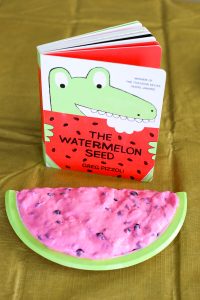 Learn how to make this super easy 3 ingredient Watermelon Slime. It's the perfect sensory activity to pair with the darling book The Watermelon Seed!