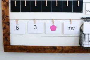 How to build a Farmhouse Inspired Shiplap Circle Time Board (download the FREE printables to make your own!)