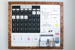 How to build a Farmhouse Inspired Shiplap Circle Time Board (download the FREE printables to make your own!)