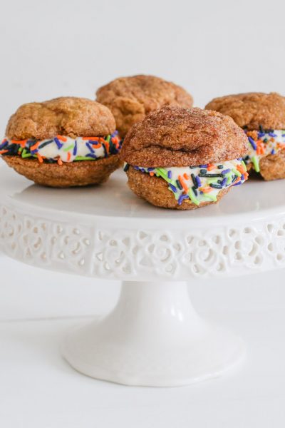 These Pumpkin Snickerdoodle Halloween Ice Cream Sandwiches are perfect for a Fall family night or any time in between.
