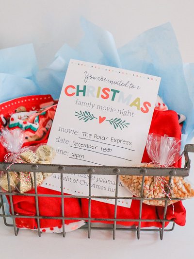 Invite your family to watch your FAVORITE Christmas movie with a fun & festive Printable Christmas Family Movie Night Invitation!