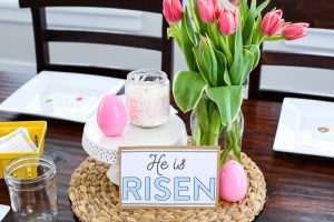 He is Risen Easter Printable Banner and Sign. Be reminded of the true hope of Easter as you celebrate with this simple FREE Printable Banner and sign. It's really easy to put together—simply print, cut, and hang. The banner and sign would make the perfect decoration for your Easter lunch or as a reminder throughout the Easter season of the incredible JOY that He is Risen!