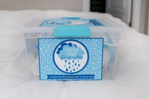 Add a little bit of sunshine to a rainy day by creating a Rainy Day Box ahead of time. It’s full of simple and creative ideas for a fun filled day at home. Includes FREE printables so you can make your own Rainy Day Box + a list of 25 Rainy Day Activities for Kids.