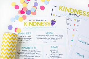 Looking for ways to point your kids to Jesus? The Fruit of the Spirit is KINDNESS Kids Activities pack is full of simple ideas to teach kids what kindness is in an engaging way. This hands on study of Galatians 5:22-23 is aimed to help your family connect, play, learn, and grow in God’s Word together.
