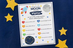 This Love You to the Moon and Back Valentine's Day Family Mystery Dinner is sure to become a family favorite. Your kids will love getting a silly menu and a mixed up dinner surprise. With step by step instructions + FREE Printables you’ll easily be able to create lots of laughter and a special memory with your family at home.